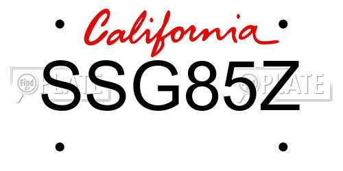 SSG85Z California License Plate