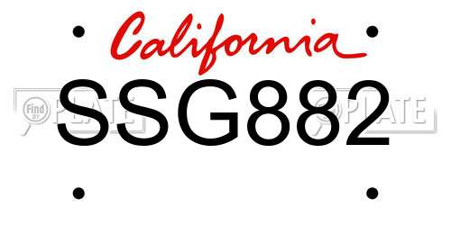 SSG882 California License Plate