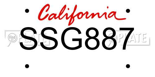 SSG887 California License Plate