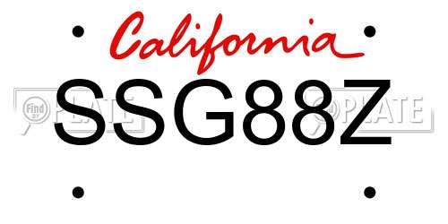 SSG88Z California License Plate