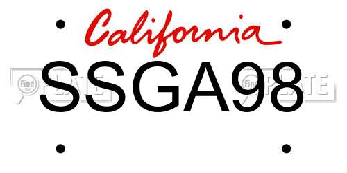 SSGA98 California License Plate