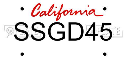 SSGD45 California License Plate