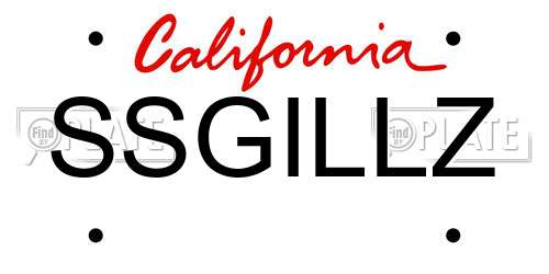 SSGILLZ California License Plate