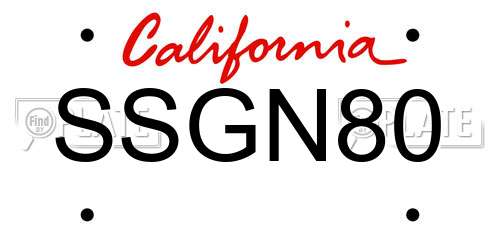 SSGN80 California License Plate