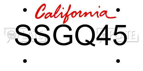 SSGQ45 California License Plate