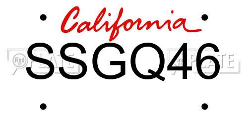 SSGQ46 California License Plate