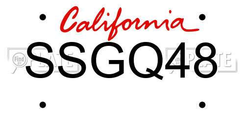 SSGQ48 California License Plate