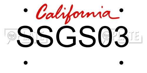 SSGS03 California License Plate