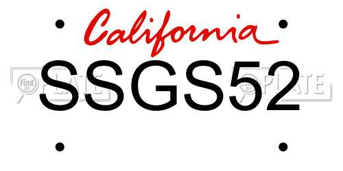 SSGS52 California License Plate