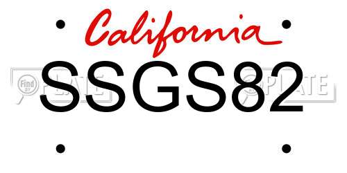 SSGS82 California License Plate