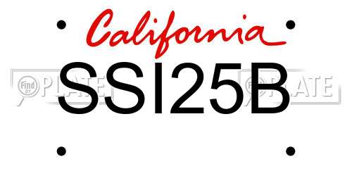 SSI25B California License Plate