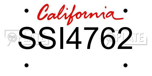 SSI4762 California License Plate