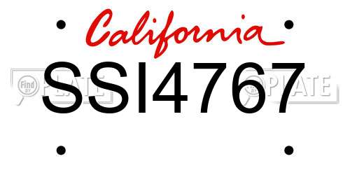 SSI4767 California License Plate