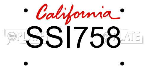 SSI758 California License Plate