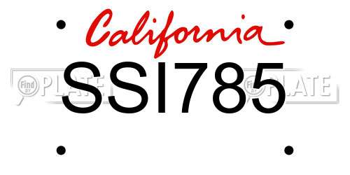 SSI785 California License Plate