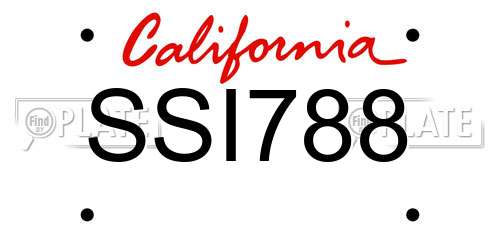 SSI788 California License Plate