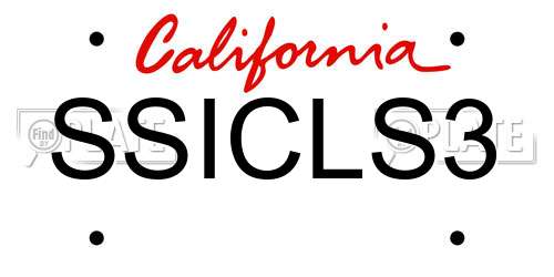 SSICLS3 California License Plate