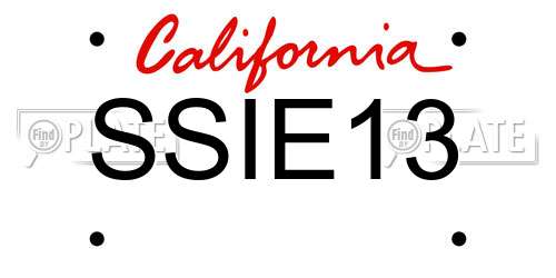 SSIE13 California License Plate