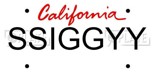 SSIGGYY California License Plate