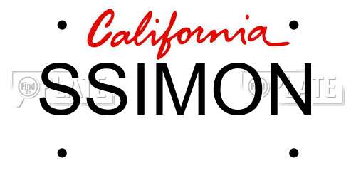 SSIMON California License Plate