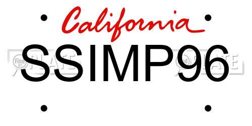 SSIMP96 California License Plate