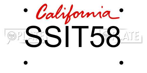 SSIT58 California License Plate