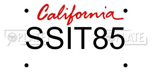 SSIT85 California License Plate