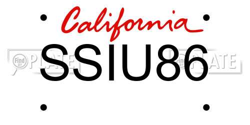 SSIU86 California License Plate
