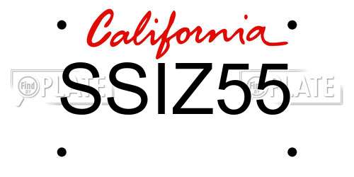SSIZ55 California License Plate