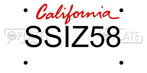 SSIZ58 California License Plate