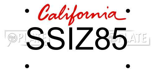 SSIZ85 California License Plate