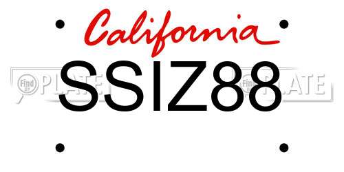 SSIZ88 California License Plate