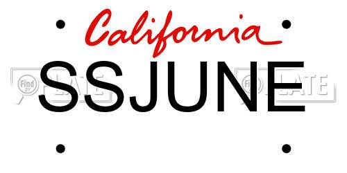 SSJUNE California License Plate