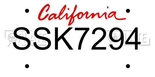 SSK7294 California License Plate