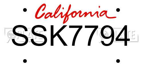 SSK7794 California License Plate