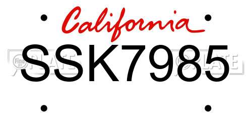SSK7985 California License Plate