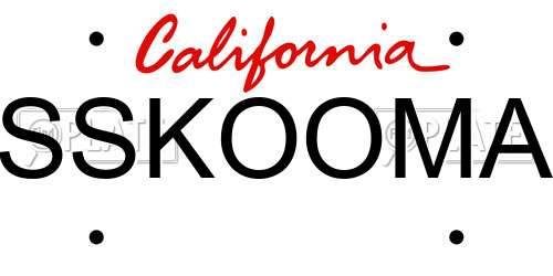 SSKOOMA California License Plate