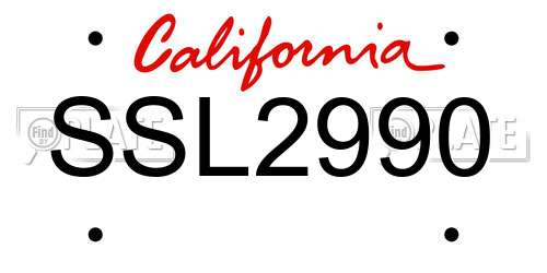 SSL2990 California License Plate