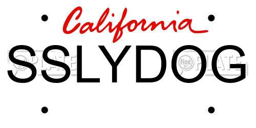 SSLYDOG California License Plate