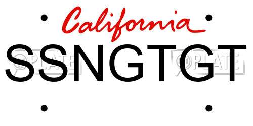 SSNGTGT California License Plate