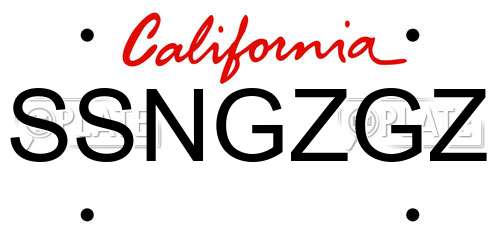 SSNGZGZ California License Plate