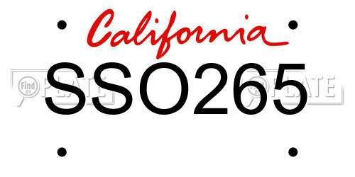 SSO265 California License Plate