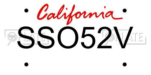 SSO52V California License Plate
