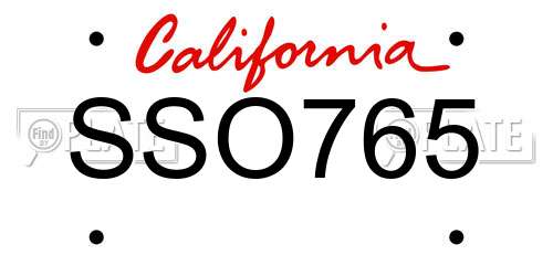 SSO765 California License Plate