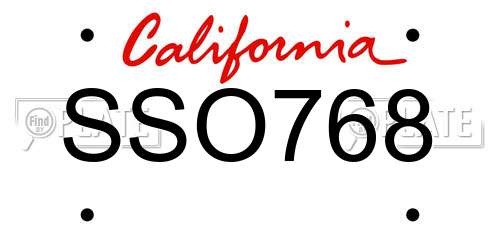 SSO768 California License Plate