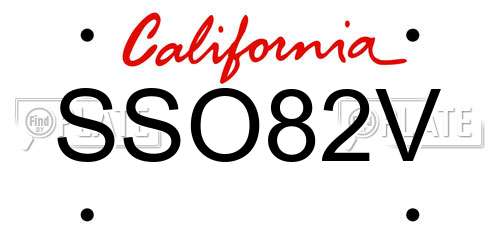 SSO82V California License Plate