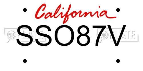 SSO87V California License Plate