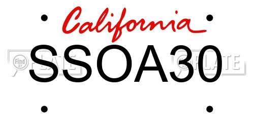 SSOA30 California License Plate