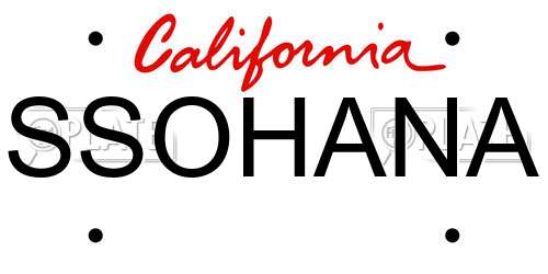 SSOHANA California License Plate