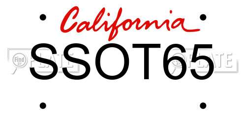 SSOT65 California License Plate